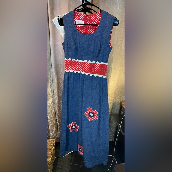 Handmade Dresses & Skirts - Blue and Red Polka Dot Women’s Dress